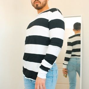 Striped thermal long sleeve shirt